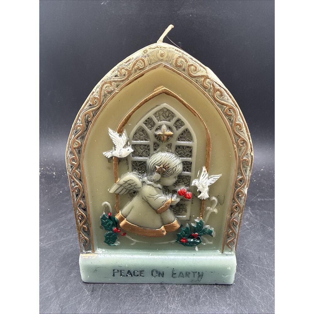 Vintage 1978 Peace On Earth Angel Candle Holder Christmas Decor Hong Kong
